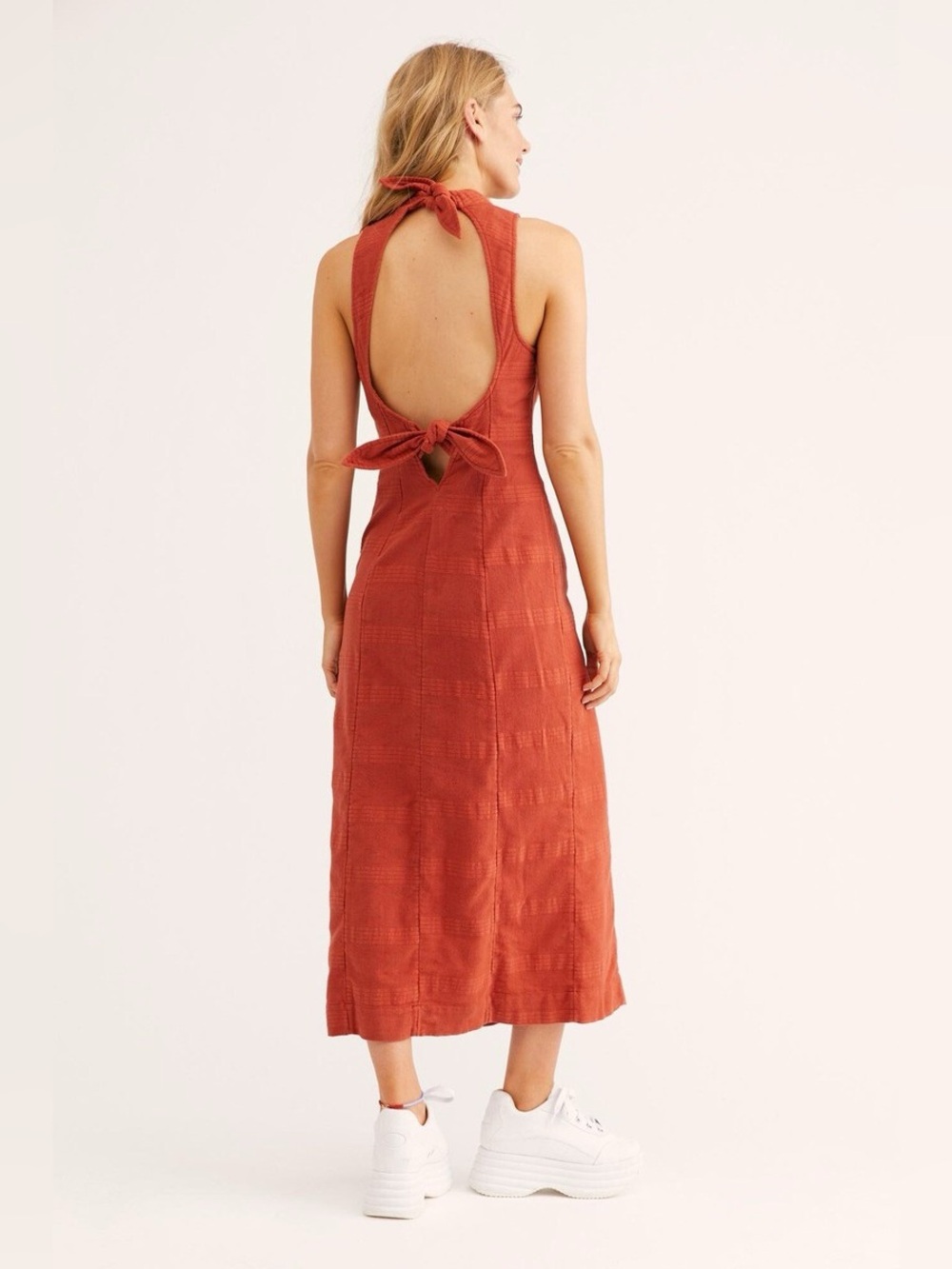 Free People - Endless Summer woven backless midi dress in Rust
